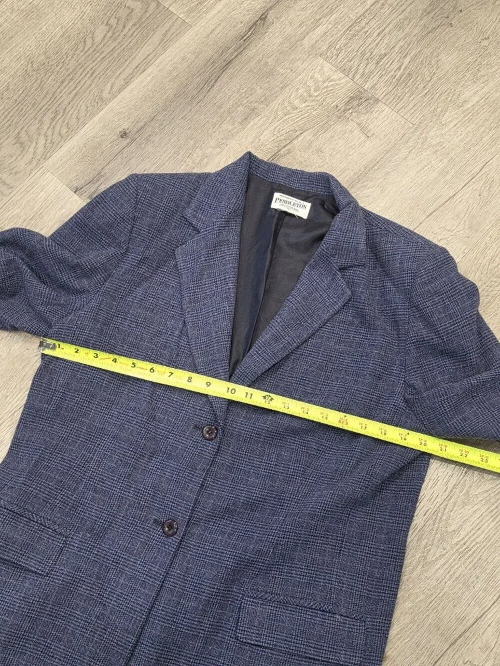Pendleton Womens Tall Blue Plaid Virgin Wool Blazer Jacket Size 10